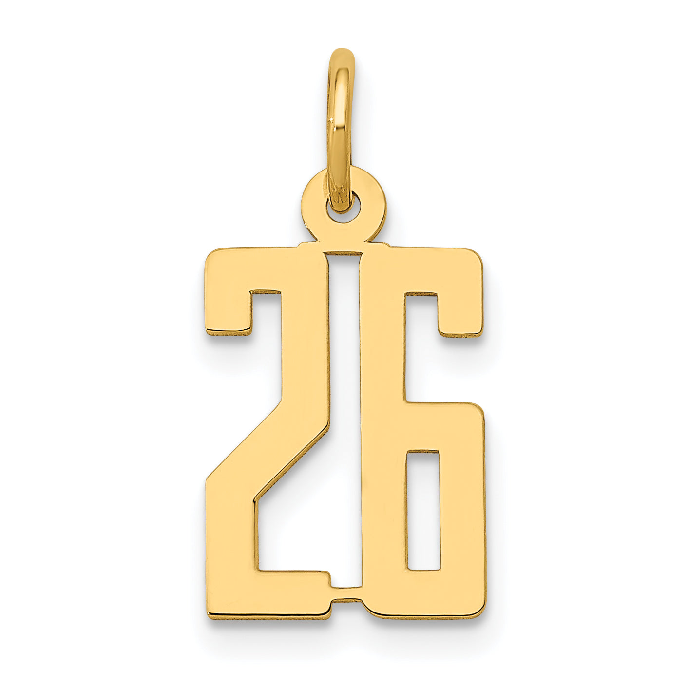 14k Small Elongated Number 26 Charm