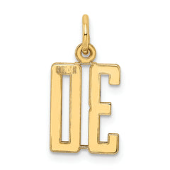 14K Gold Polished Elongated Charm Small, Laser Cut Design