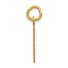 14K Gold Polished Elongated Charm Small, Laser Cut, Elegant Design