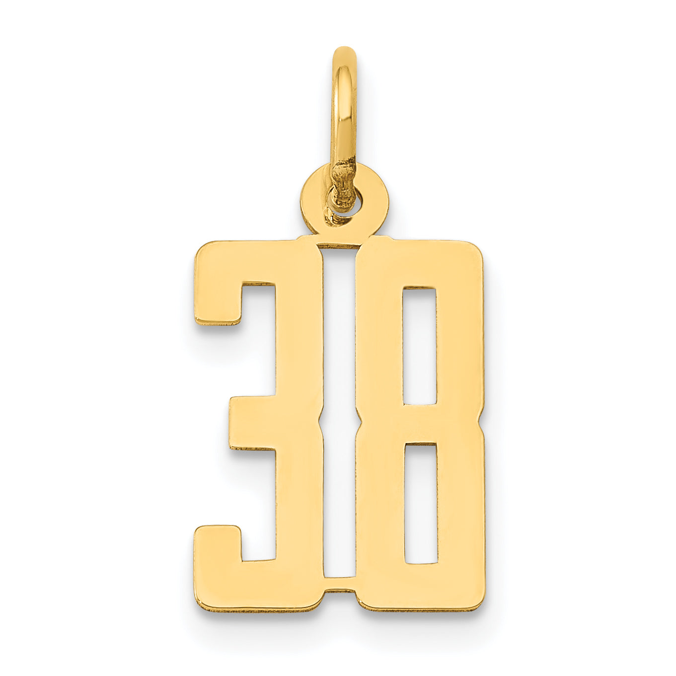 14k Small Elongated Number 38 Charm