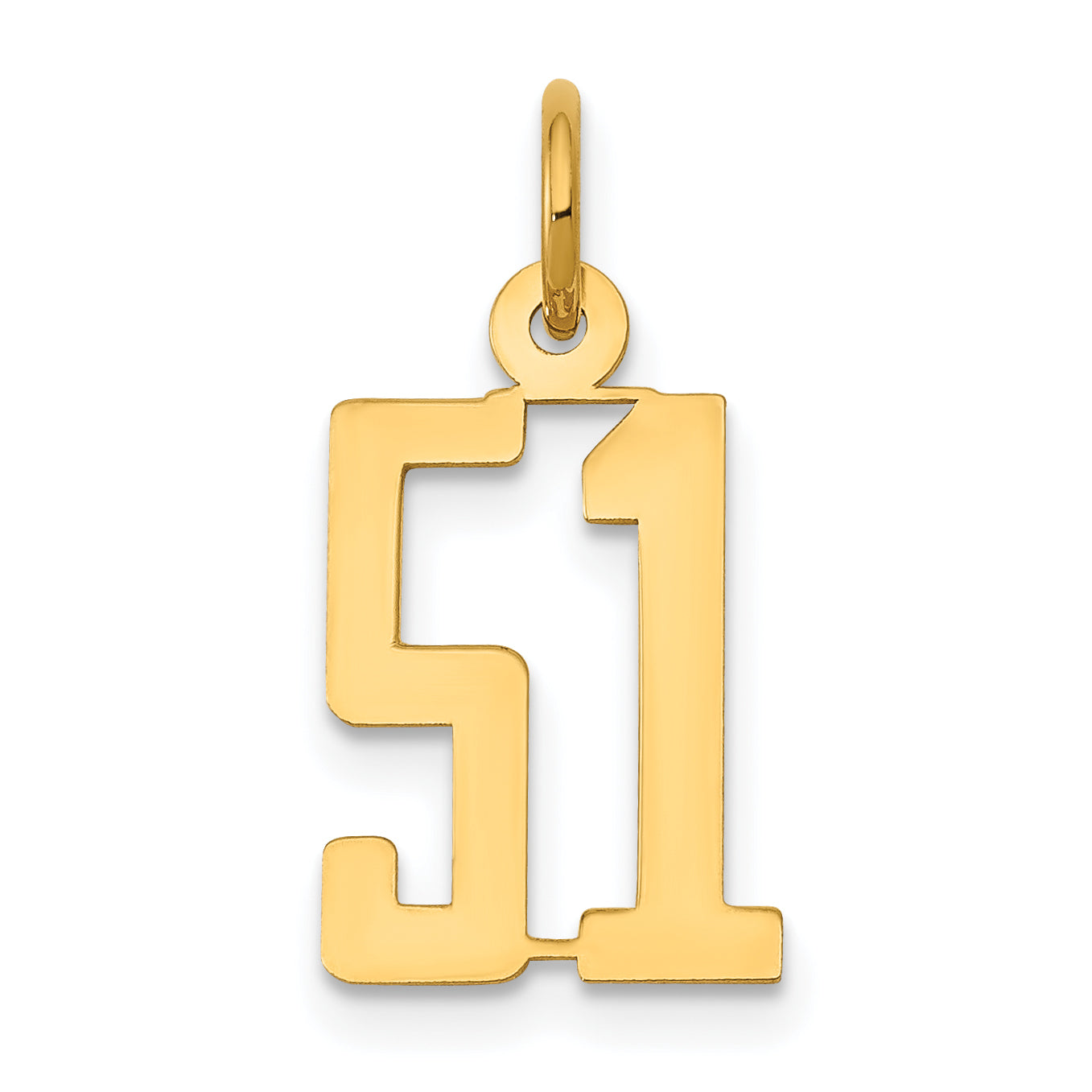 14k Small Elongated Number 51 Charm