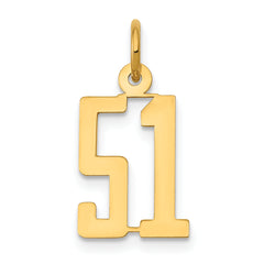 14k Small Elongated Number 51 Charm