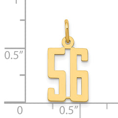 14K Gold Polished Number 56 Charm with Laser Cut Design