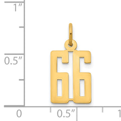 14K Gold Small Polished Route 66 Charm Laser-Cut, Elegant and Themed Design