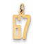 14k Small Elongated Number 67 Charm