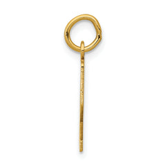 14K Gold Polished Elongated Charm with Laser Cut Design Small, Elegant