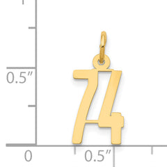 14K Gold Polished Elongated 74 Charm Small and Elegant