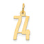 14k Small Elongated Number 74 Charm