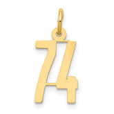 14k Small Elongated Number 74 Charm