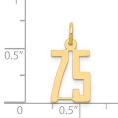 14K Gold Polished Small Elongated 75 Charm Elegant Laser-Cut Design