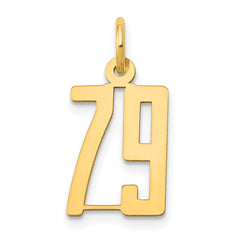 14k Small Elongated Number 79 Charm