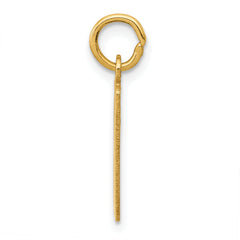14K Gold Polished Elongated Charm Small, Laser Cut Design