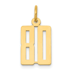 14k Small Elongated Number 80 Charm