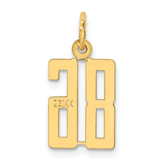 14K Gold Polished Elongated 86 Charm Laser Cut Elegant Design
