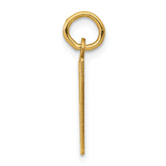 14K Gold Polished Elongated Charm, Laser Cut Small Design