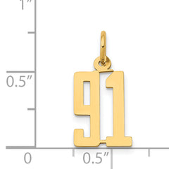 14K Gold Polished Elongated 91 Charm Small and Elegant Design