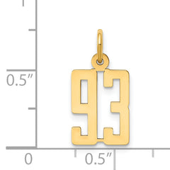 14K Gold Polished Elongated 93 Charm Small, Laser Cut