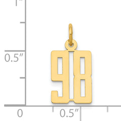 14K Gold Polished Elongated 98 Themed Charm Small, Laser Cut