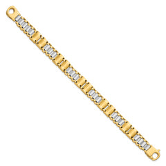 14K Two-tone Polished and Brushed Fancy Link Men's Bracelet