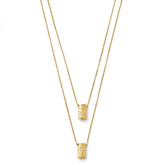 14K Gold Two Layer Diamond-Cut Necklace with Elegant Themed Pendant