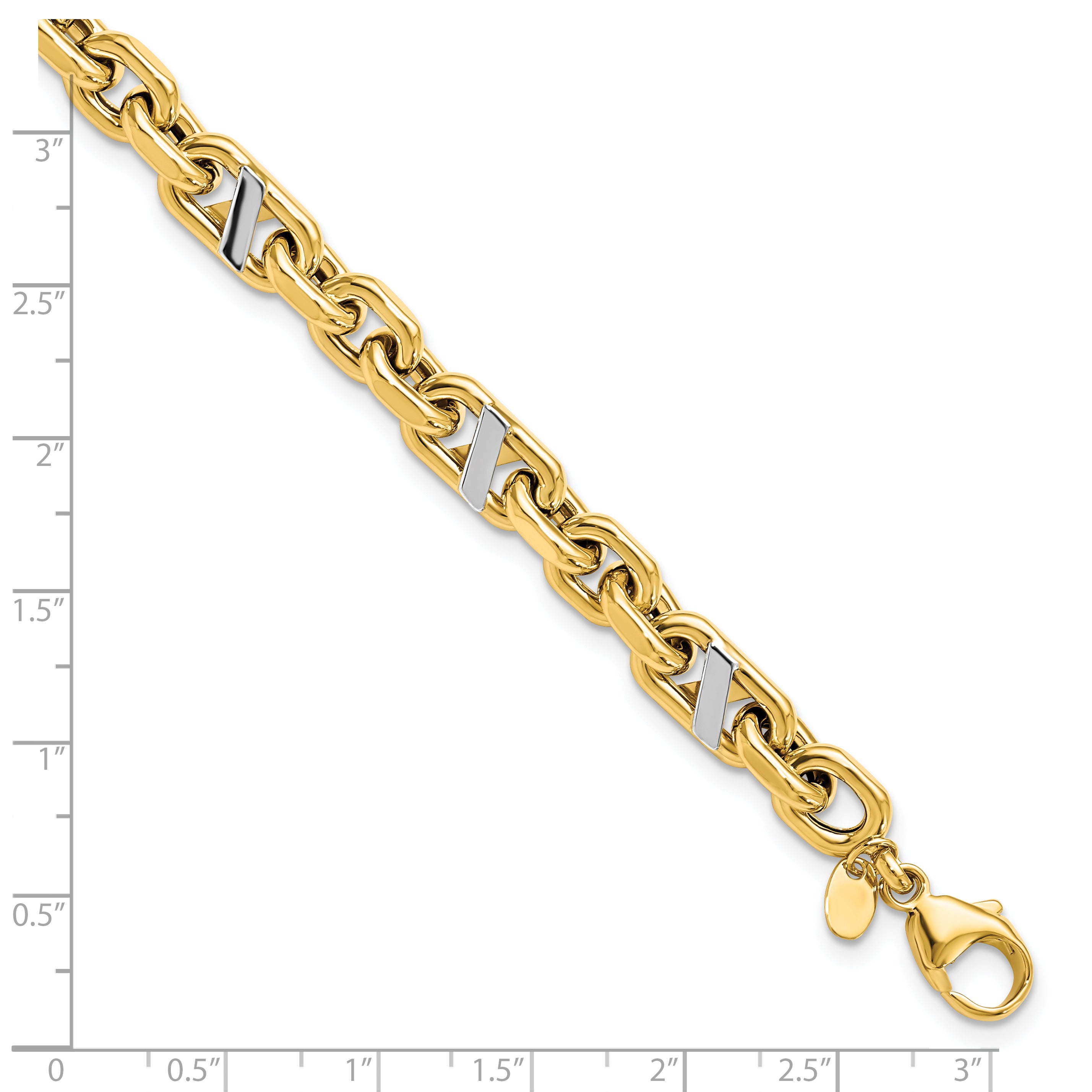 14k Men's Polished Rhodium Anchor Bracelet