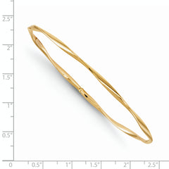 14K Gold Polished Twisted Bangle with Slip-On Design