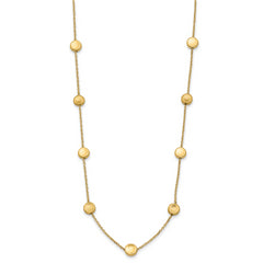 14K Gold Beaded Necklace with Polished Satin Finish and Lifetime Warranty