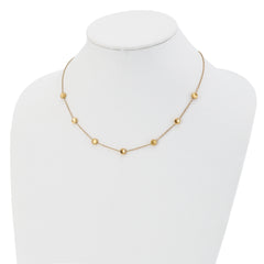 14K Gold Beaded Necklace with Polished Satin Finish and Lifetime Warranty