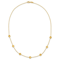 14K Gold Beaded Necklace with Polished Satin Finish and Lifetime Warranty