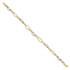 14K Two-tone Polished Fancy Link Bracelet