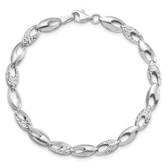14K White Gold Polished and D/C Bracelet