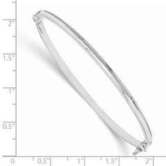 14K White Gold Hinged Bangle with Polished Rhodium Finish