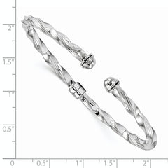 14K White Gold Hinged Cuff Bangle with Twisted Texture