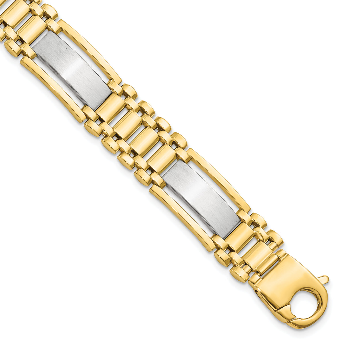 14K Two-tone Polished and Satin Men's Bracelet