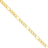 14K 8 inch 8.75mm Concave Open Figaro with Lobster Clasp Bracelet