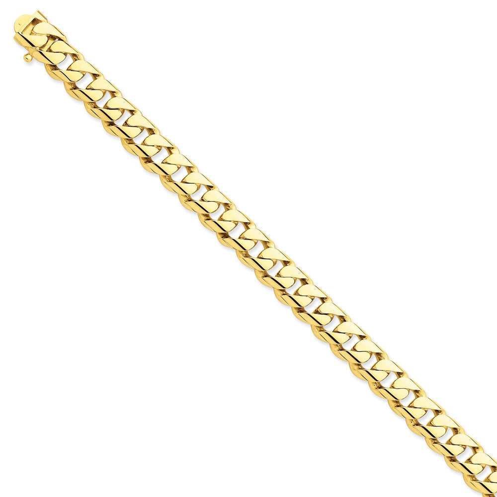 14K Yellow Gold 9.6mm Hand-polished Rounded Curb Link Chain