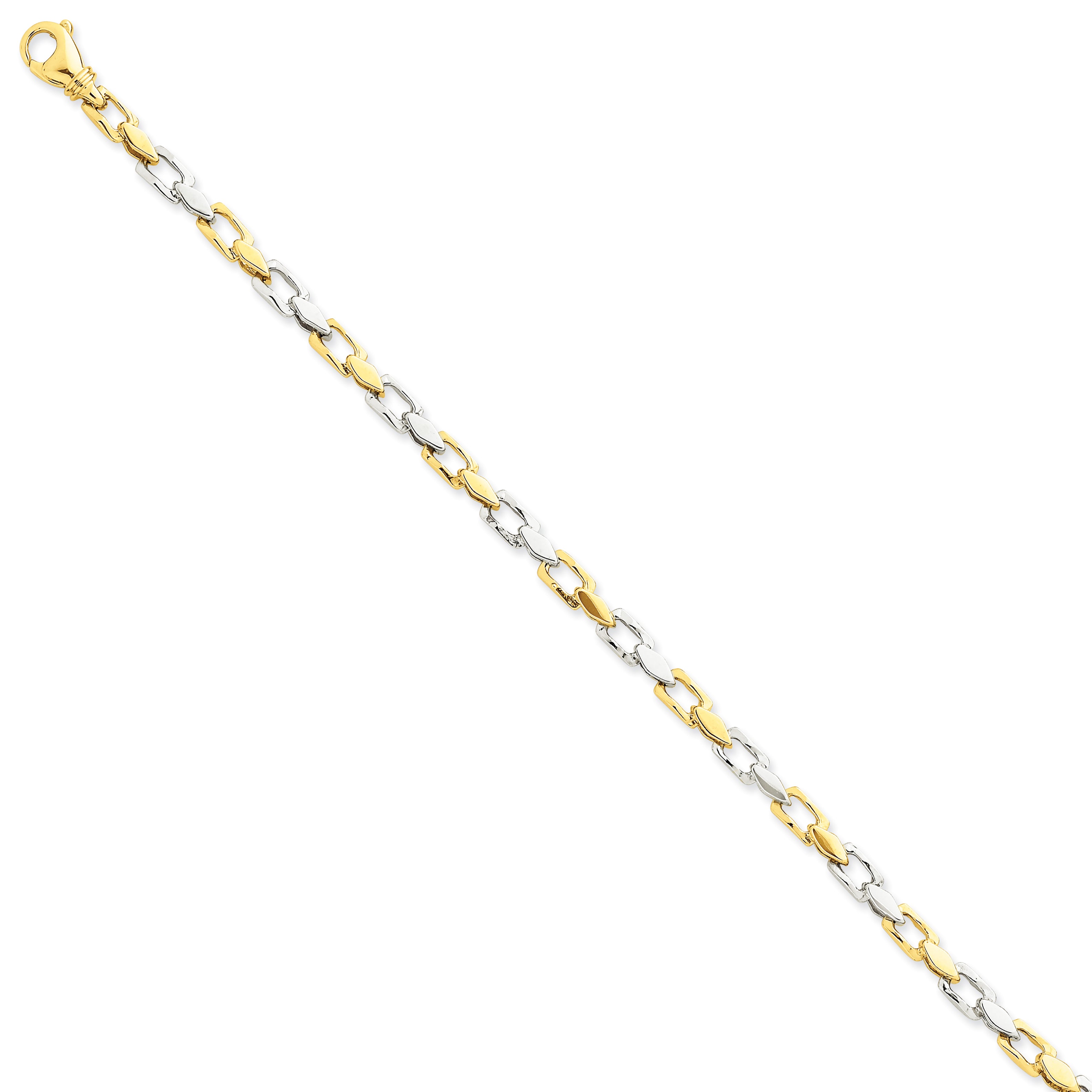 14k Two-tone 4.5mm Hand-polished Fancy Link Bracelet