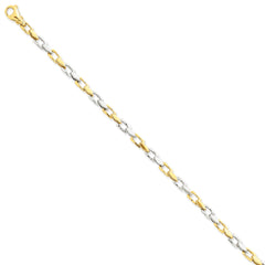 14k Two-tone 4.5mm Hand-polished Fancy Link Bracelet