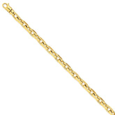 14K Yellow Gold Hand-Polished Fancy Link Necklace 7mm 20 Luxurious Solid Design