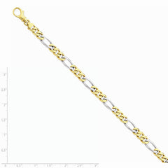 14K Two-tone 6.1mm Hand-polished Fancy Link Chain