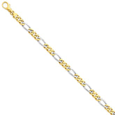 14K Gold Two-Tone Fancy Link Necklace, Solid 18 Elegance