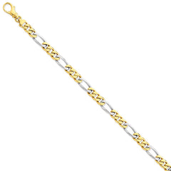 14K Two-tone 6.1mm Hand-polished Fancy Link Chain