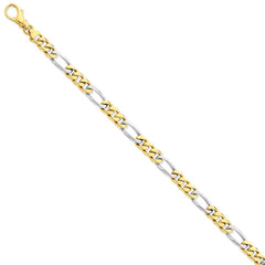 14K Gold Two-Tone Fancy Link Necklace, Solid 18 Elegance