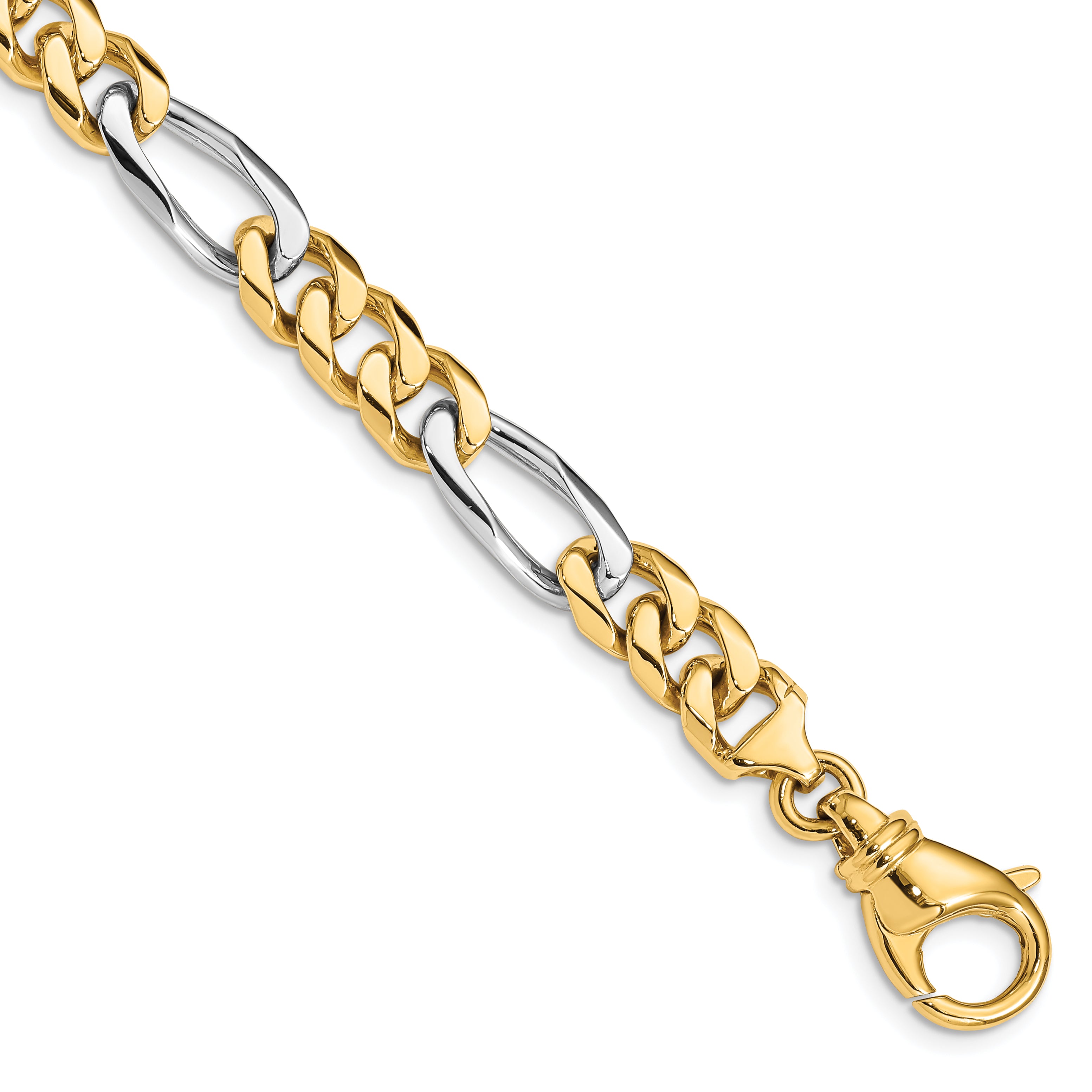 14K Two-tone 24 inch 7.85mm Hand Polished Fancy Link with Fancy Lobster Clasp Chain
