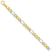 14K Gold Two-Tone Necklace with Fancy Links, Hand-Polished, 20-Inch