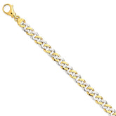 14K Two-Tone Gold Fancy Link Necklace Hand-Polished Elegant 18