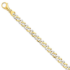 14K Two-Tone Gold Fancy Link Necklace Hand-Polished Elegant 18