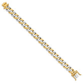 14K Two-tone 8.5 inch 11.2mm Hand Polished Fancy Link with Box Catch Clasp Bracelet