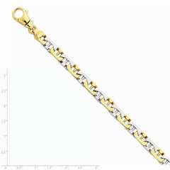 14K Two-tone 8.2mm Hand-polished Fancy Link Chain