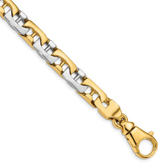 14K Two-tone 22 inch 8.5mm Hand Polished Fancy Link with Fancy Lobster Clasp Chain